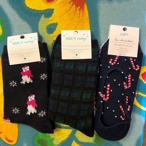 NWTs LOFT 3 pair of holiday socks